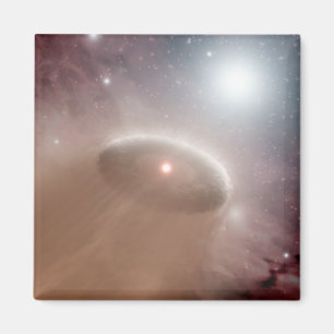 An O-star just behind a young, cooler star Magnet
