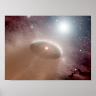 An O-star just behind a young, cooler star Poster