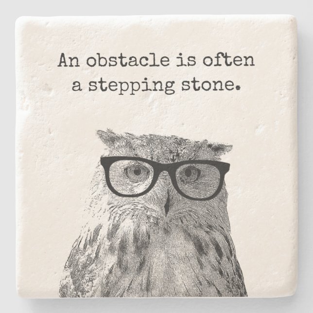 An obstacle is often a stepping stone motivational stone coaster (Front)