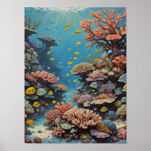  An Ocean reef dive Poster