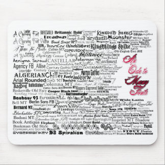 An Ode to Many Fonts Mousepad