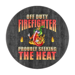 An Off Duty Fire Fighter Chilli Seeks Spicy Food Cutting Board