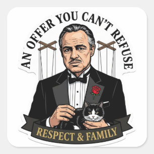 An Offer You Cant Refuse - Classic Noir Mafia Don Square Sticker
