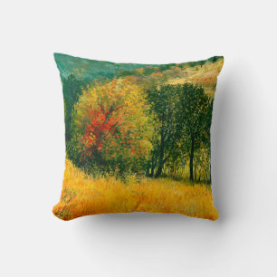 An oil painting on canvas of a seasonal autumn rur cushion
