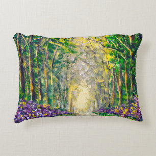 An oil painting on canvas of a seasonal landscape decorative cushion
