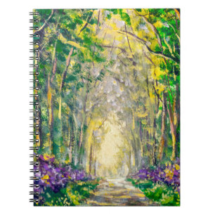 An oil painting on canvas of a seasonal landscape  notebook