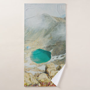 An oil painting on canvas of the highest peak in B Bath Towel