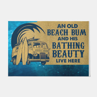 An Old Beach Bum And His Bathing Beauty Doormat