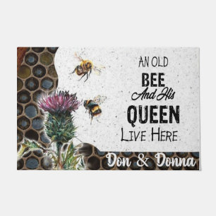 An Old Bee And His Queen Lives Here Custom Doormat