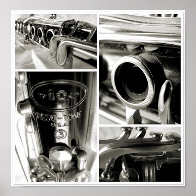 An Old Clarinet's Parts Photographic Print (Front)