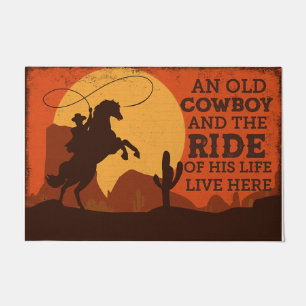 An Old Cowboy And The Ride Of His Life Retro Doormat