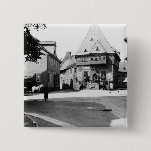 An old Hotel in the Town Square, Goslar, c.1910 15 Cm Square Badge