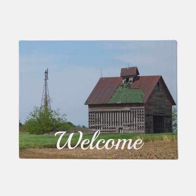 An Old Illinois Barn Welcome Doormat (Front)
