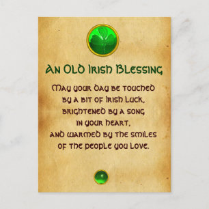 An Old Irish Blessing For Luck Parchment Postcard