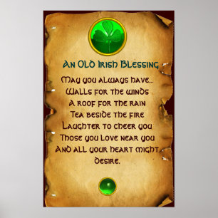 An Old Irish Blessing Parchment for Luck Poster