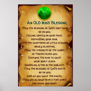 An Old Irish Blessing Parchment for Luck Poster