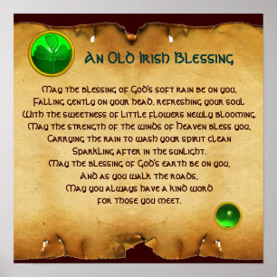 An Old Irish Blessing Parchment for Luck , Square Poster