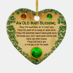 An Old Irish Blessing Parchment,Heart Ceramic Ornament