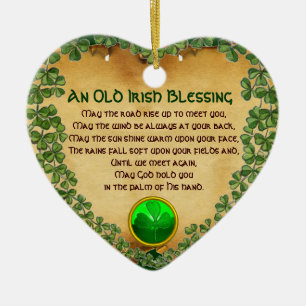 An Old Irish Blessing Parchment,Heart Ceramic Tree Decoration