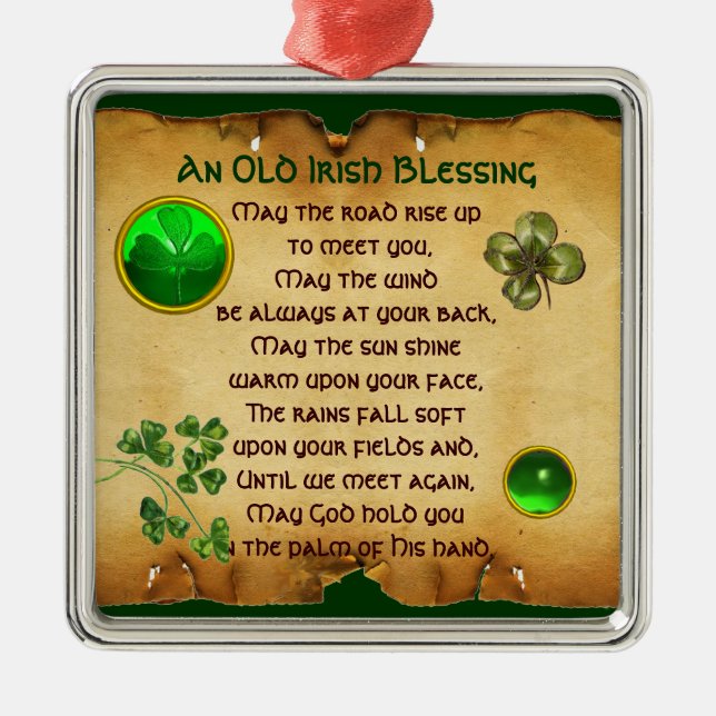 An Old Irish Blessing Parchment Metal Ornament (Front)