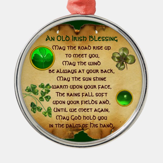 An Old Irish Blessing Parchment Metal Tree Decoration (Front)