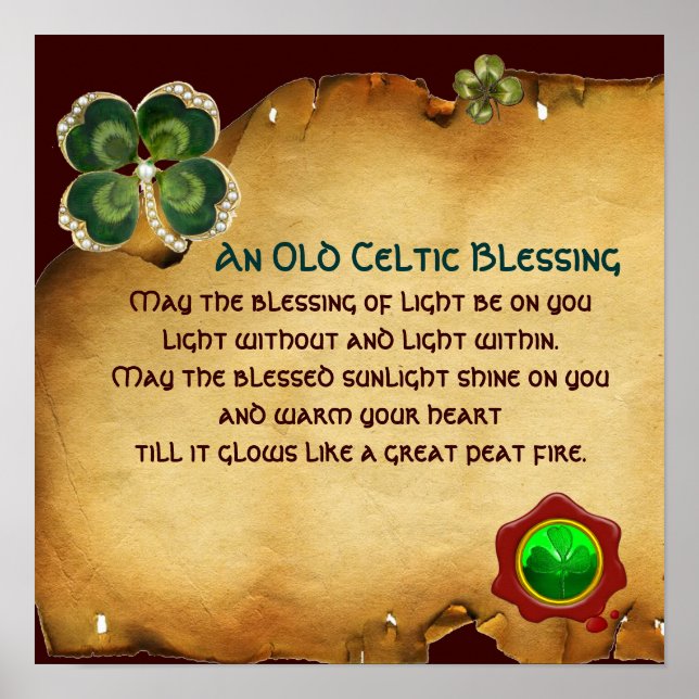 An Old Irish Blessing Parchment Poster (Front)