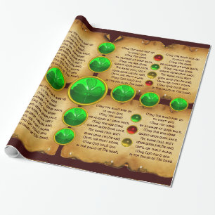An Old Irish Blessing Parchment with Shamrocks Wrapping Paper