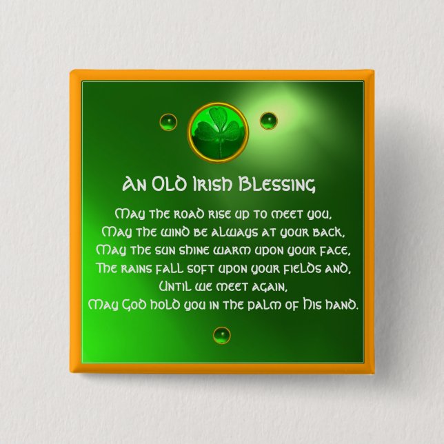 An Old Irish Blessing Shamrock 15 Cm Square Badge (Front)