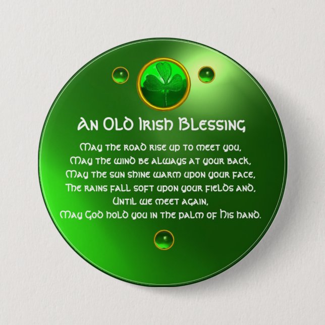 An Old Irish Blessing Shamrock 7.5 Cm Round Badge (Front)