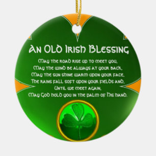 An Old Irish Blessing Shamrock Ceramic Ornament