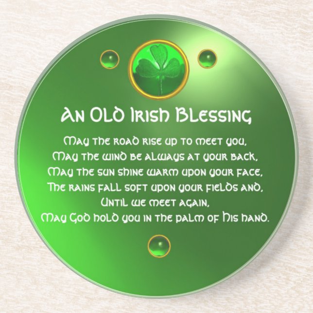 An Old Irish Blessing Shamrock Coaster (Front)