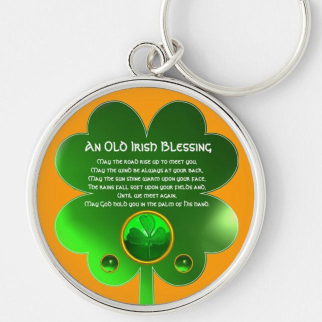 An Old Irish Blessing Shamrock Key Ring (Front)