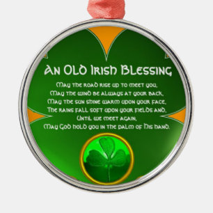 An Old Irish Blessing Shamrock Metal Ornament
