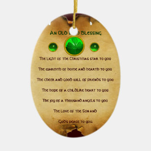 An Old Irish Christmas Blessing Parchment Ceramic Tree Decoration