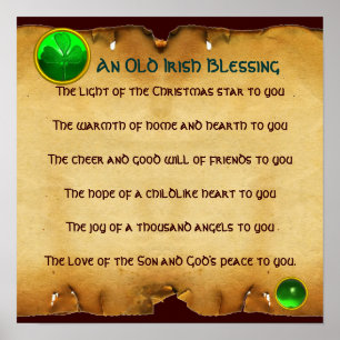 An Old Irish Christmas Blessing Parchment, Square Poster