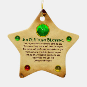 An Old Irish Christmas Blessing Star Parchment Ceramic Tree Decoration