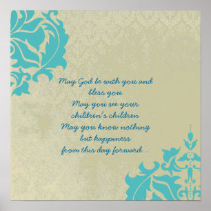 AN OLD IRISH WEDDING Blessing Distressed Damask Poster