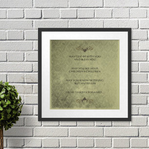 AN OLD IRISH WEDDING Blessing Distressed Damask Poster