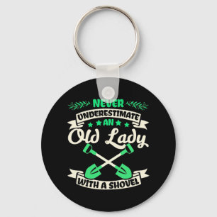 An Old Lady Garden With A Shovel Key Ring