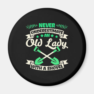 An Old Lady Garden With A Shovel Magnet