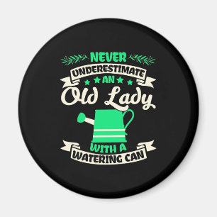 An Old Lady Garden With Watering Can Magnet