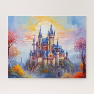 An old magical castle in the morning mist jigsaw puzzle