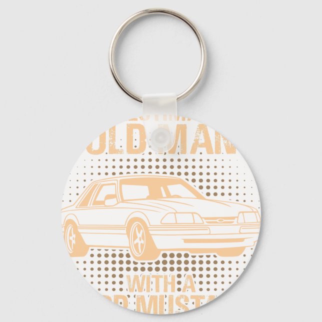 An Old Man Ford Mustang 1989 Notchback Key Ring (Front)