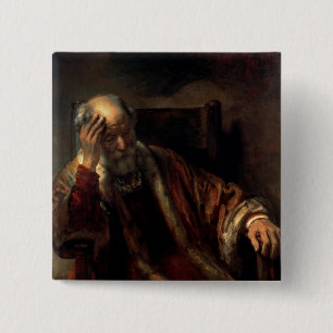 An Old Man in an Armchair 15 Cm Square Badge