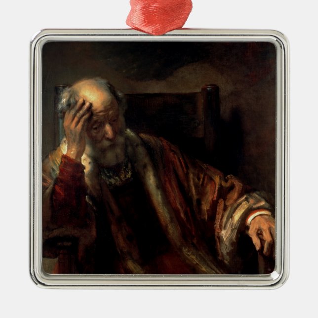 An Old Man in an Armchair Metal Ornament (Front)