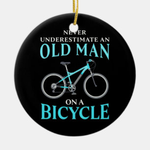 An Old Man On A Bicycle Ceramic Ornament