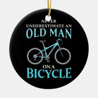 An Old Man On A Bicycle Ceramic Ornament