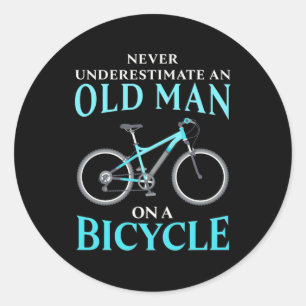 An Old Man On A Bicycle Classic Round Sticker