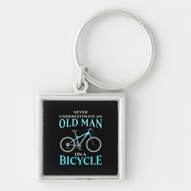 An Old Man On A Bicycle Key Ring (Front)