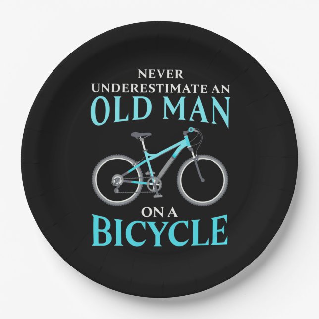 An Old Man On A Bicycle Paper Plate (Front)